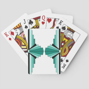Art Deco Pattern in Greens Playing Cards