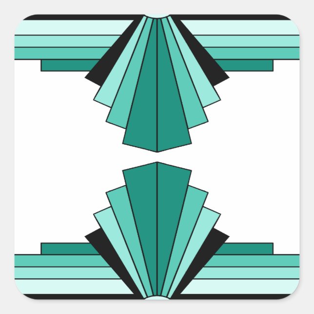 Art Deco Pattern in Greens Square Sticker (Front)