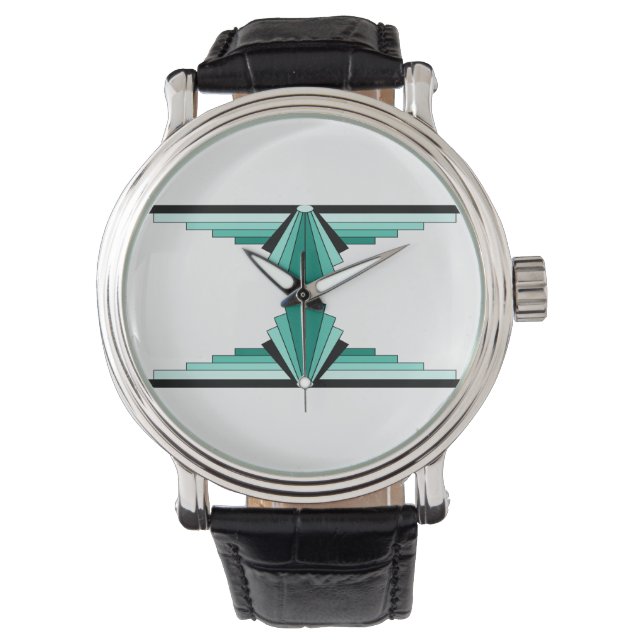 Art Deco Pattern in Greens Watch (Front)