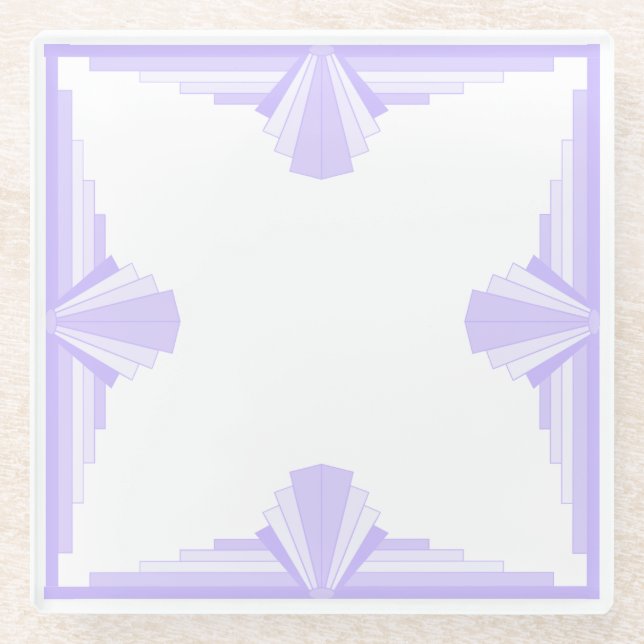 Art Deco Pattern in Lilac Glass Coaster (Front)