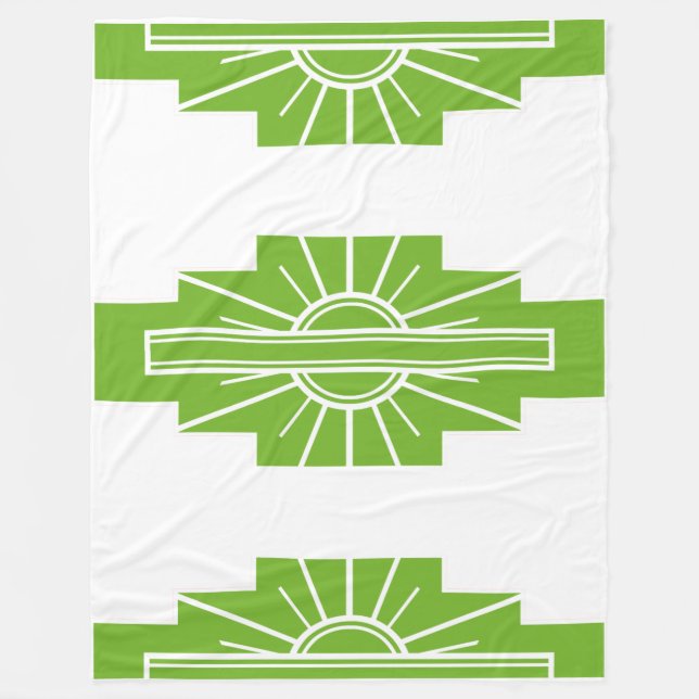 Art Deco Pattern in Lime Fleece Blanket (Front)