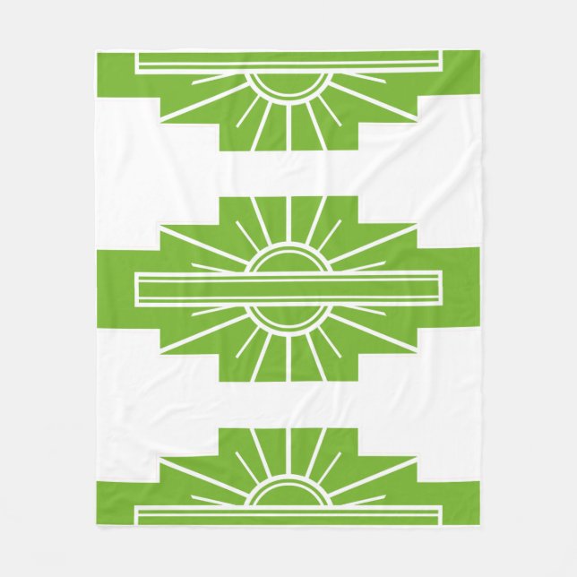 Art Deco Pattern in Lime Fleece Blanket (Front)