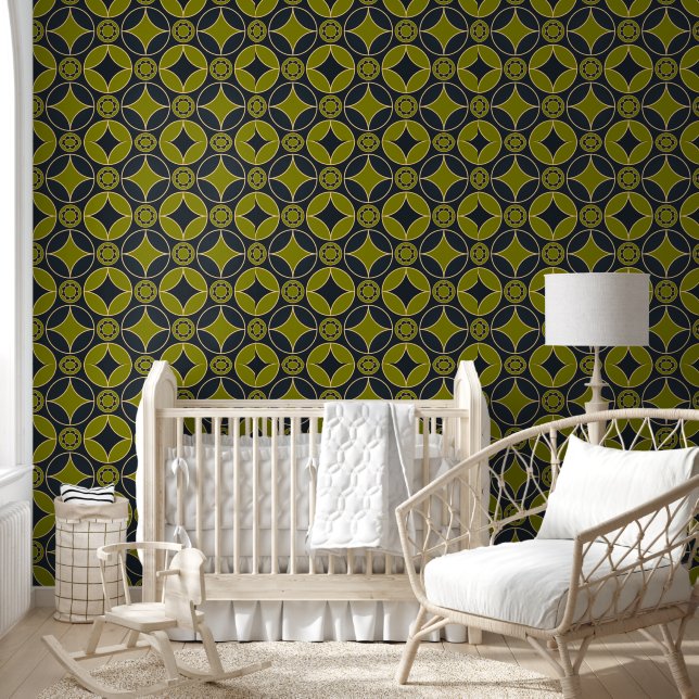 Art  Deco  pattern in olive and  black Wallpaper (Kids)