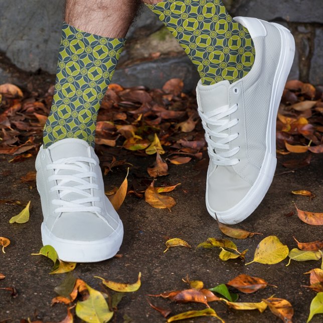 art deco pattern  in olive & black  socks (Creator Uploaded)