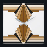 Art Deco Pattern in Orange  and Tan Square Wall Clock<br><div class="desc">This pattern is based on classic art deco shapes.</div>