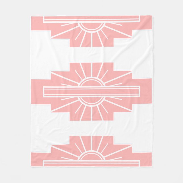Art Deco Pattern in Peach Fleece Blanket (Front)