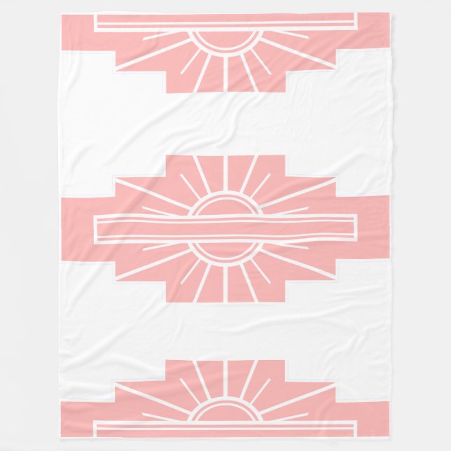 Art Deco Pattern in Peach Fleece Blanket (Front)