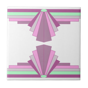 Art Deco Pattern in Pink & Green Tile