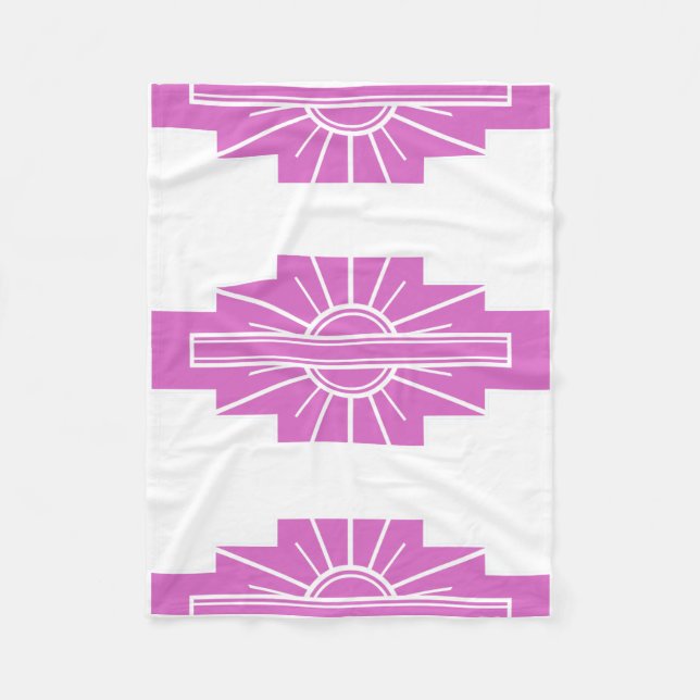 Art Deco Pattern in Pinks Fleece Blanket (Front)