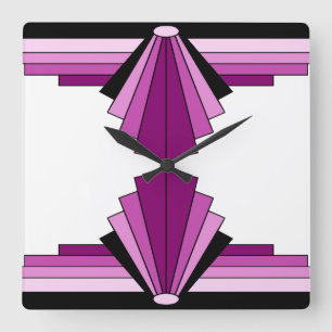 Art Deco Pattern in Pinks Square Wall Clock