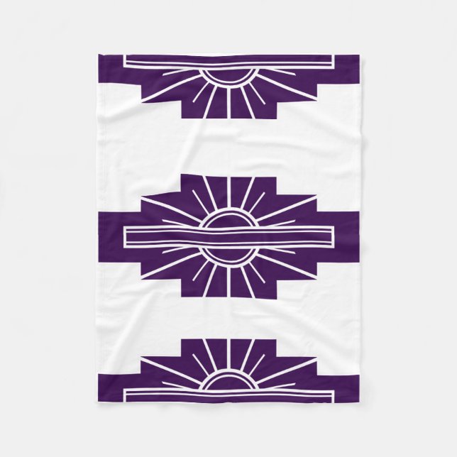 Art Deco Pattern in Plums Fleece Blanket (Front)