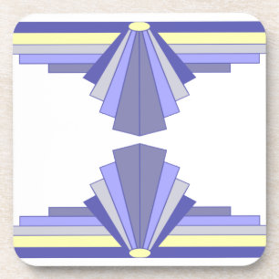 Art Deco Pattern in Purple & Lemon Coaster