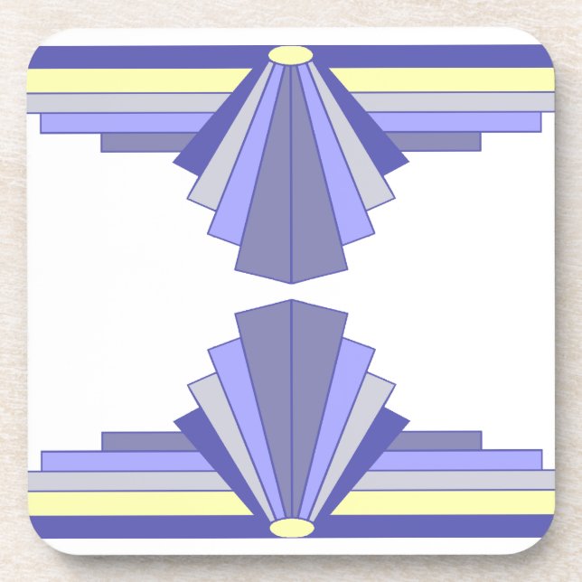 Art Deco Pattern in Purple & Lemon Coaster (Front)