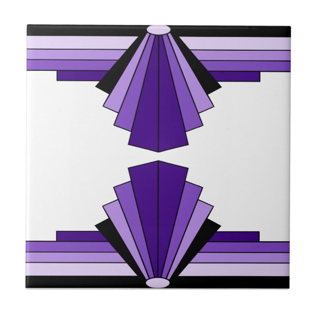 Art Deco Pattern in Purples Tile (Front)