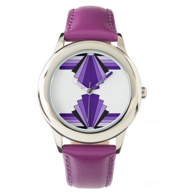 Art Deco Pattern in Purples Watch (Front)