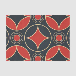 art deco pattern in red and black tissue paper