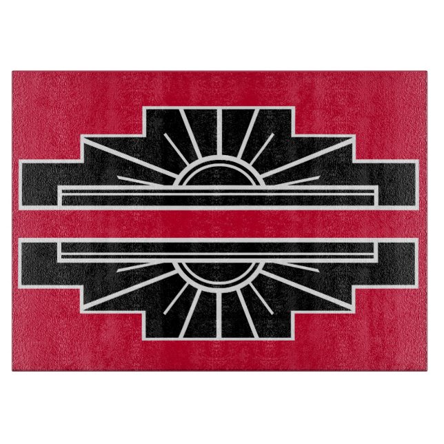 Art Deco Pattern in Red Based on classic art deco  Cutting Board (Front)