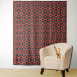 art deco pattern  in red & black tapestry<br><div class="desc">A pattern in red and black with an art deco influence. Alma Wad's modern interpretation of a timeless geometric pattern. This  extra large tapestry  can now be personalised with your own initials,  text,  or logo.</div>