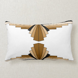 Art Deco Pattern in Tans Lumbar Cushion