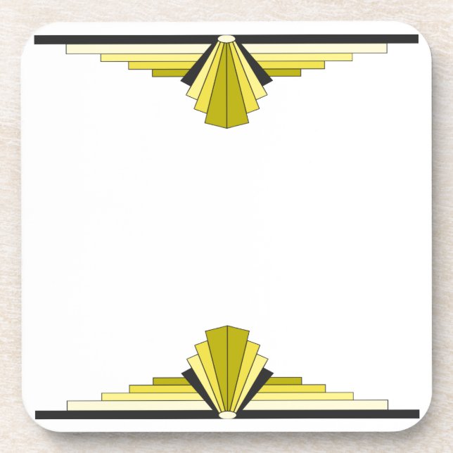 Art Deco Pattern in Yellow & Black Coaster (Front)