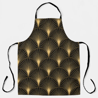 Art Deco Pattern. Seamless black and gold backgrou Apron