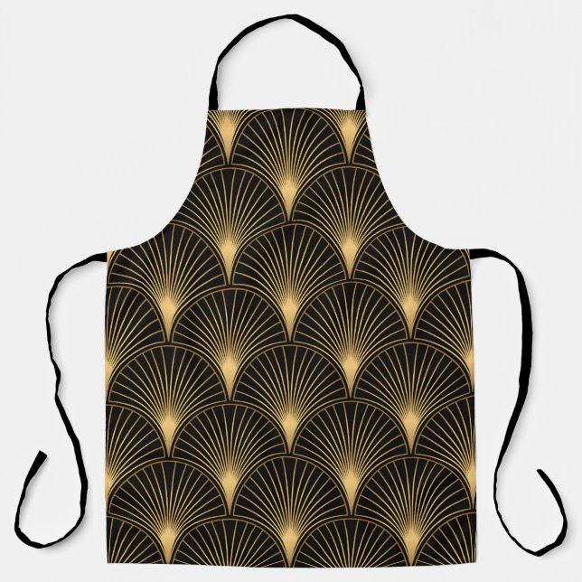Art Deco Pattern. Seamless black and gold backgrou Apron (Front)