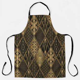 Art Deco Pattern. Seamless black and gold backgrou Apron