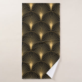 Art Deco Pattern. Seamless black and gold backgrou Bath Towel