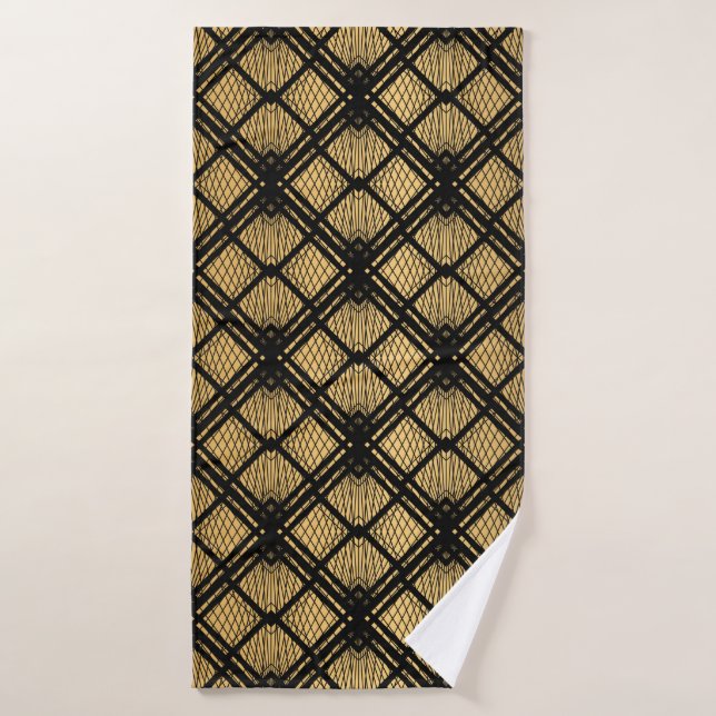 Art Deco Pattern. Seamless black and gold backgrou Bath Towel (Bath Towel)