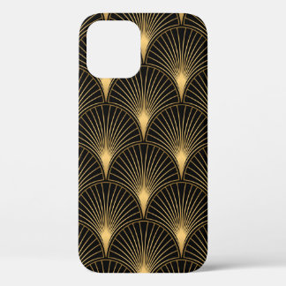 Art Deco Pattern. Seamless black and gold backgrou iPhone 12 Case
