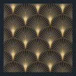Art Deco Pattern. Seamless black and gold backgrou Faux Canvas Print<br><div class="desc">Art Deco Pattern. Seamless black and gold background. Metallic shells or scales lace ornament. Minimalistic geometric design. Vintage lines. 1920-30s motifs. Luxury vintage illustration</div>