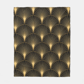 Art Deco Pattern. Seamless black and gold backgrou Fleece Blanket