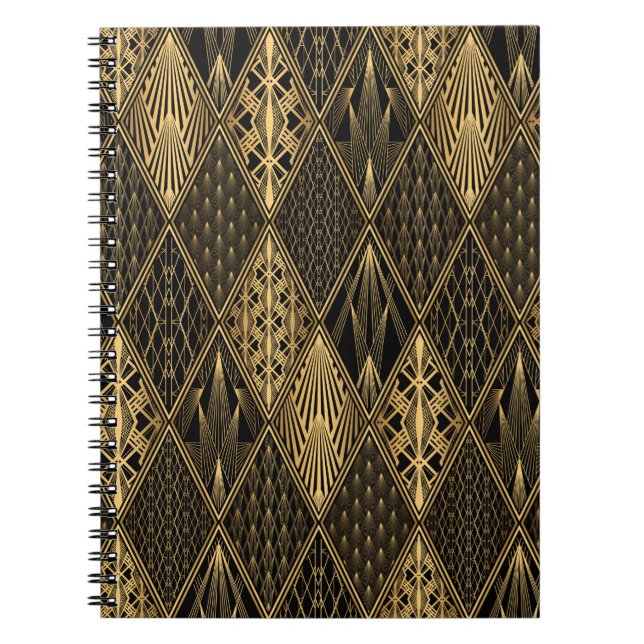 Art Deco Pattern. Seamless black and gold backgrou Notebook (Front)