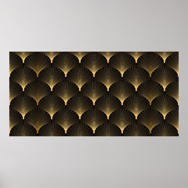 Art Deco Pattern. Seamless black and gold backgrou Poster (Front)