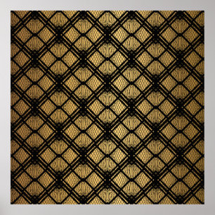 Art Deco Pattern. Seamless black and gold backgrou Poster