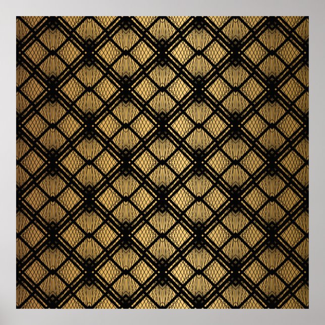 Art Deco Pattern. Seamless black and gold backgrou Poster (Front)