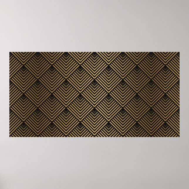 Art Deco Pattern. Seamless black and gold backgrou Poster (Front)