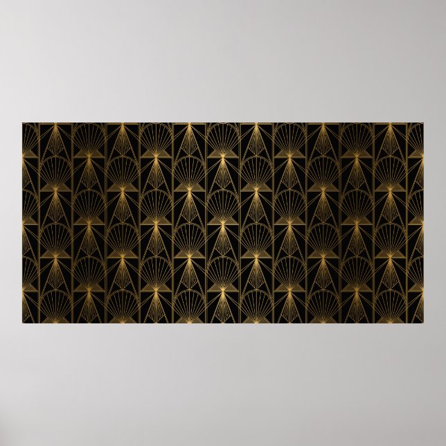 Art Deco Pattern. Seamless black and gold backgrou Poster (Front)