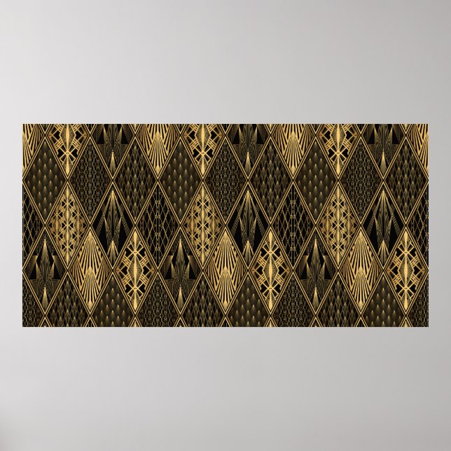 Art Deco Pattern. Seamless black and gold backgrou Poster (Front)