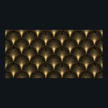 Art Deco Pattern. Seamless black and gold backgrou Poster<br><div class="desc">Art Deco Pattern. Seamless black and gold background. Metallic shells or scales lace ornament. Minimalistic geometric design. Vintage lines. 1920-30s motifs. Luxury vintage illustration</div>