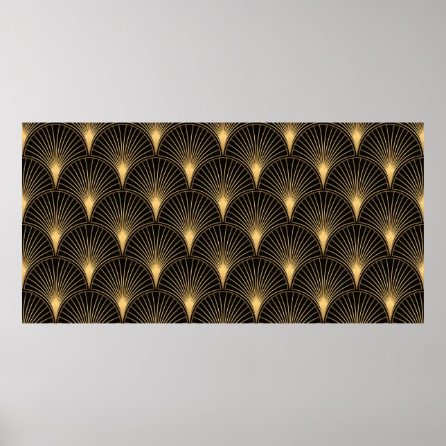 Art Deco Pattern. Seamless black and gold backgrou Poster (Front)