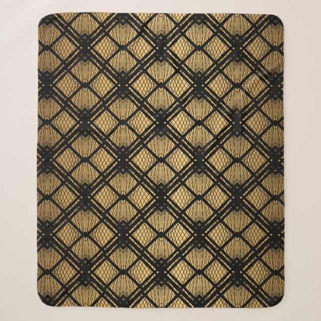 Art Deco Pattern. Seamless black and gold backgrou Sherpa Blanket (Front)