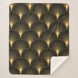 Art Deco Pattern. Seamless black and gold backgrou Sherpa Blanket