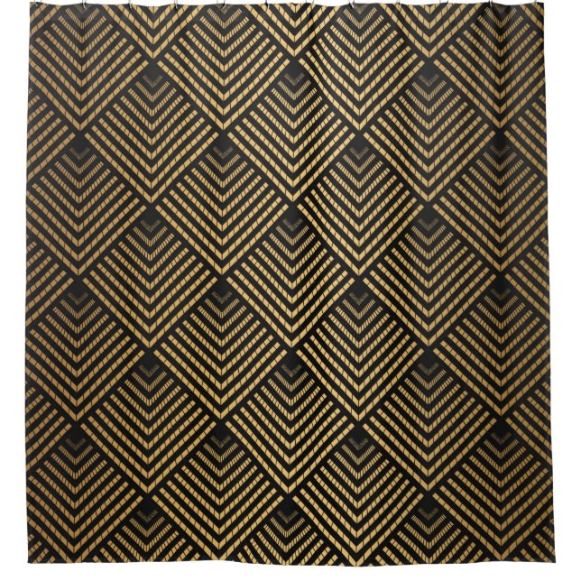 Art Deco Pattern. Seamless black and gold backgrou Shower Curtain (Front)