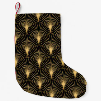 Art Deco Pattern. Seamless black and gold backgrou Small Christmas Stocking