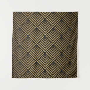 Art Deco Pattern. Seamless black and gold backgrou Tapestry