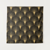 Art Deco Pattern. Seamless black and gold backgrou
