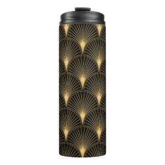 Art Deco Pattern. Seamless black and gold backgrou Thermal Tumbler