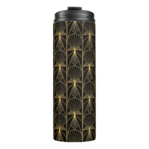 Art Deco Pattern. Seamless black and gold backgrou Thermal Tumbler