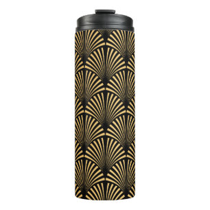 Art Deco Pattern. Seamless black and gold backgrou Thermal Tumbler
